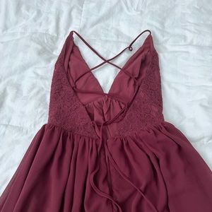Floor length burgundy long dress